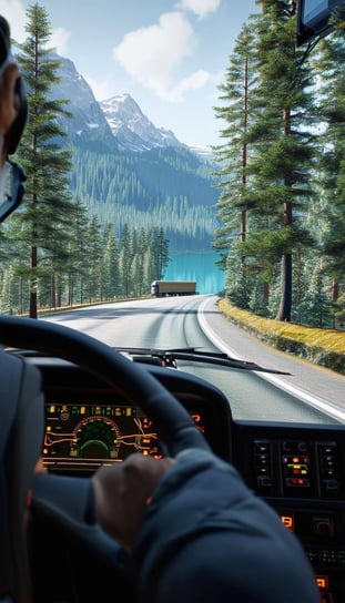 A driver using an AI agent in the cab of a haulage truck A driver using an AI agent in the cab of a haulage truck