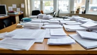 documents scattered neatly across a desk in a light and airy office-1