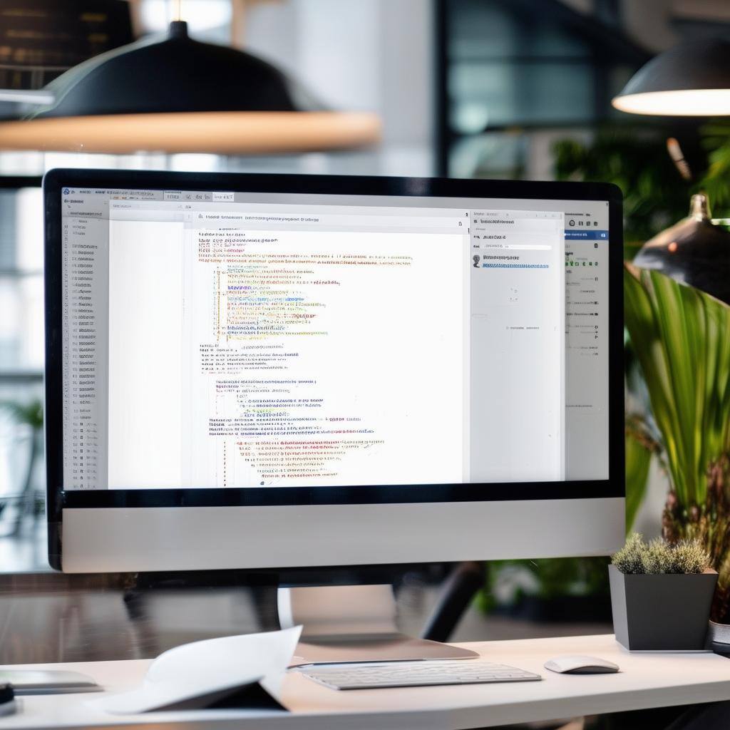 javascript on a monitor in a light and airy office javascript on a monitor in a light and airy office