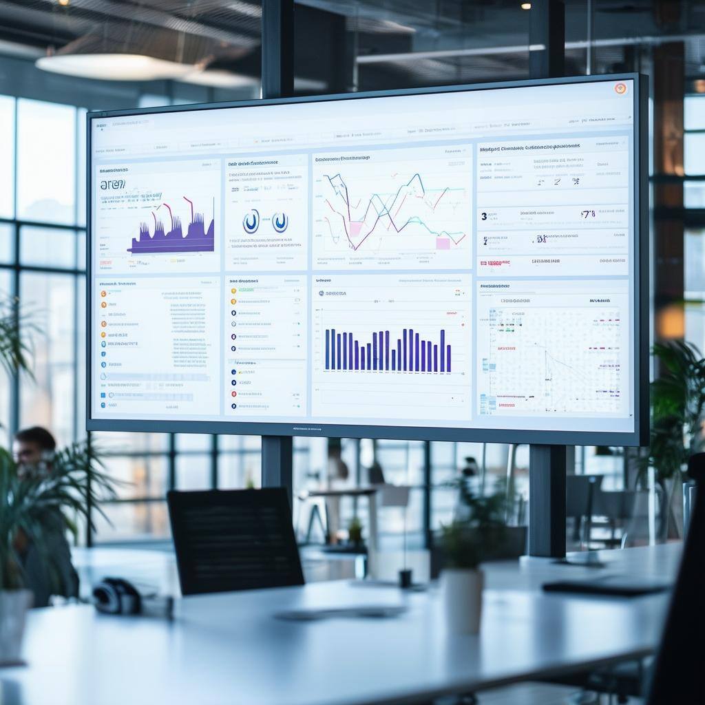 Predictive analytics within a Rayven interface on a large screen in a light and airy office-1