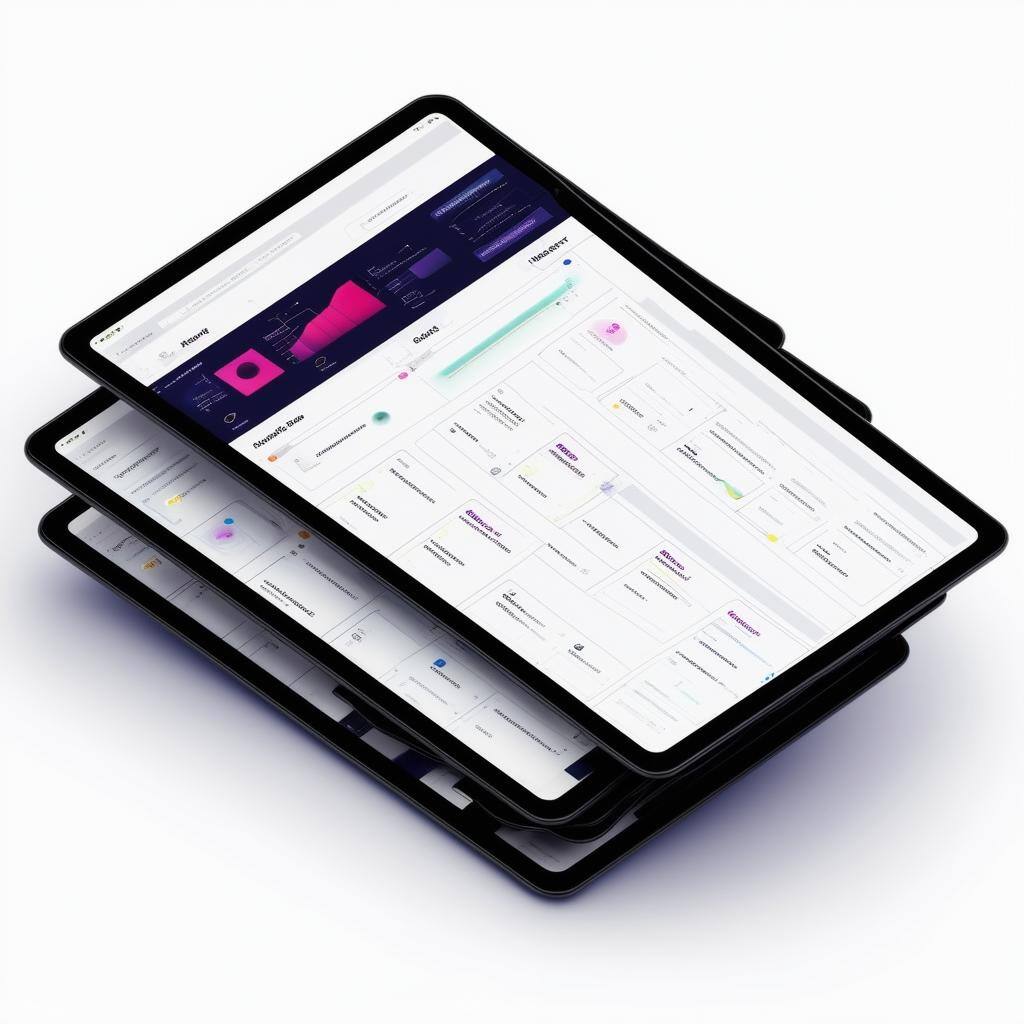 stack of tablets with a Rayven workflow builder on a white background stack of tablets with a Rayven workflow builder on a white background