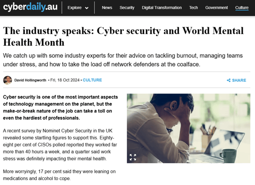 Cyber security and World Mental Health Month
